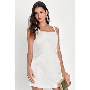 Lulus Gorgeous Aesthetic Ivory Taffeta Sleeveless Mini Dress White - Size L